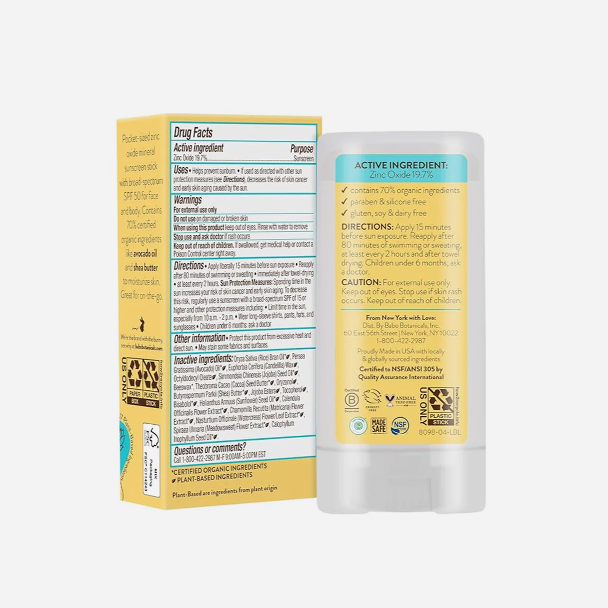 Protector Solar Mineral en Barra SPF50